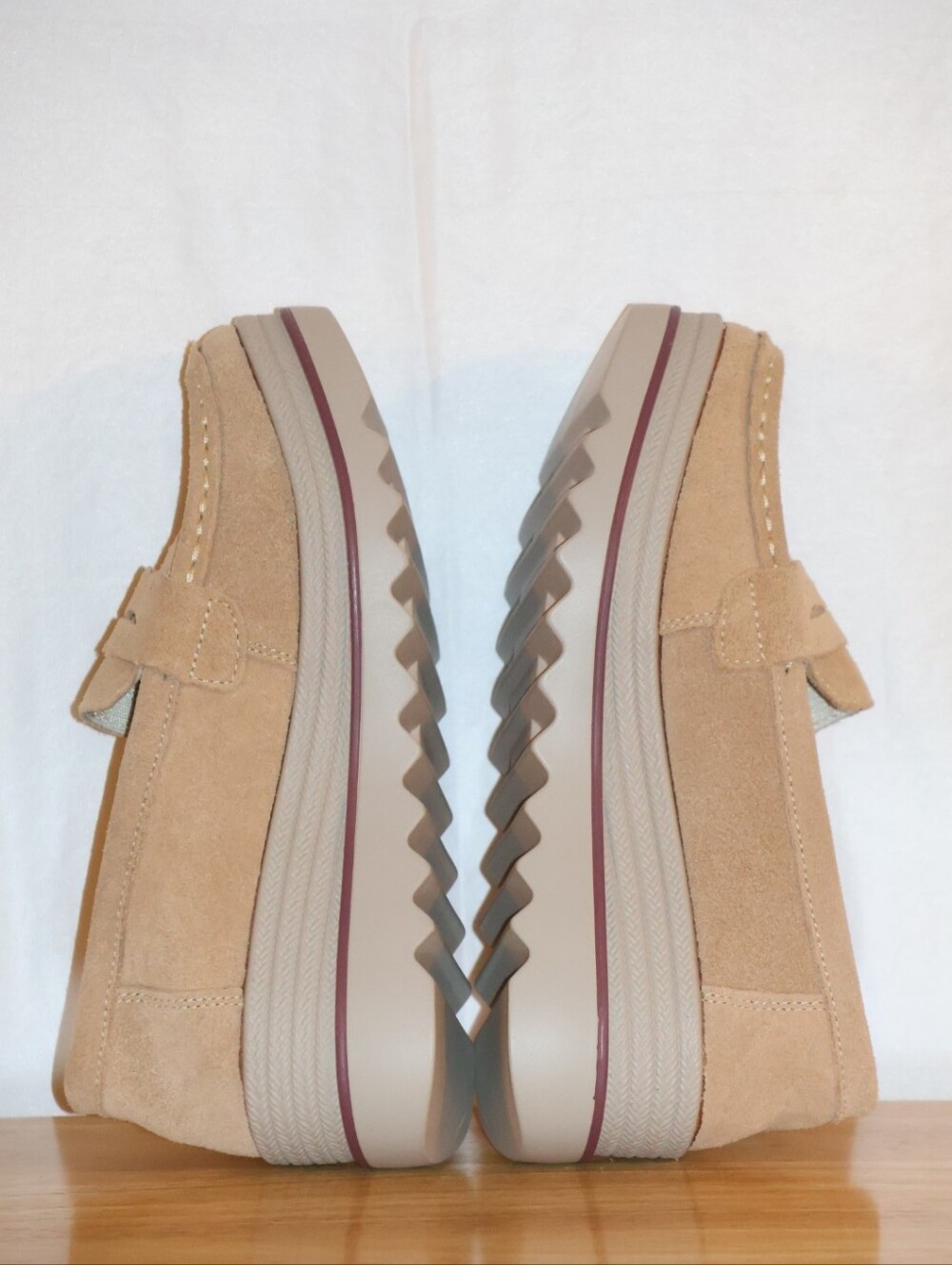 Ruiatoo Beige Slip-On Suede Platform Loafers. - Picture 12 of 14